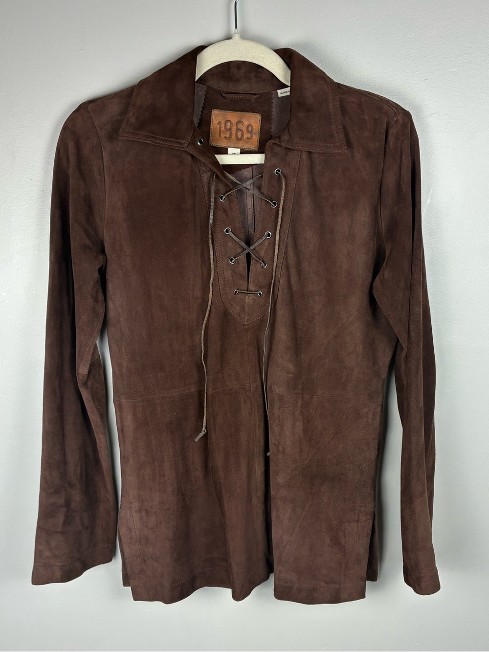 Vintage 2002 Gap 1969 100% Goat Suede Lace-Up Top XS Western Boho Y2K